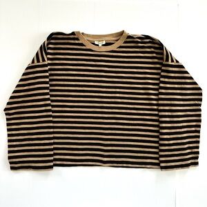 Madewell Easy Crewneck Long Sleeve Tee in True Camel Stripe | XL | EUC